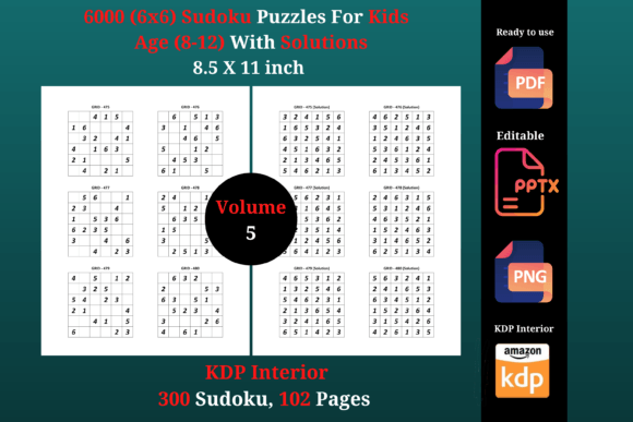 A Practical Review of 6000 Sudoku 6 X 6 for Kids Volume 5