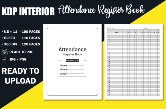Attendance Register Book Interior for Amazon KDP Publishing