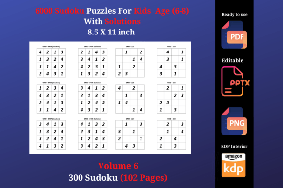 Mastering Kids' Puzzle Books: Inside 6000 Sudoku 4 X 4 for Kids Volume 6