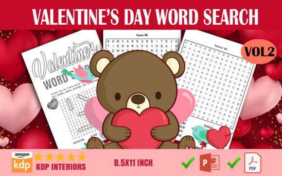 Valentine's Day Word Search Puzzles for KDP Publishing